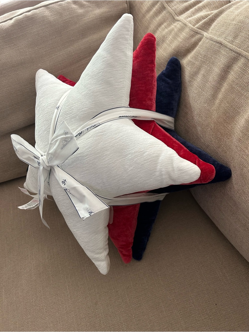 “New” Brooks Brothers Red White and Blue Star Throw Pillow (Set of 3)